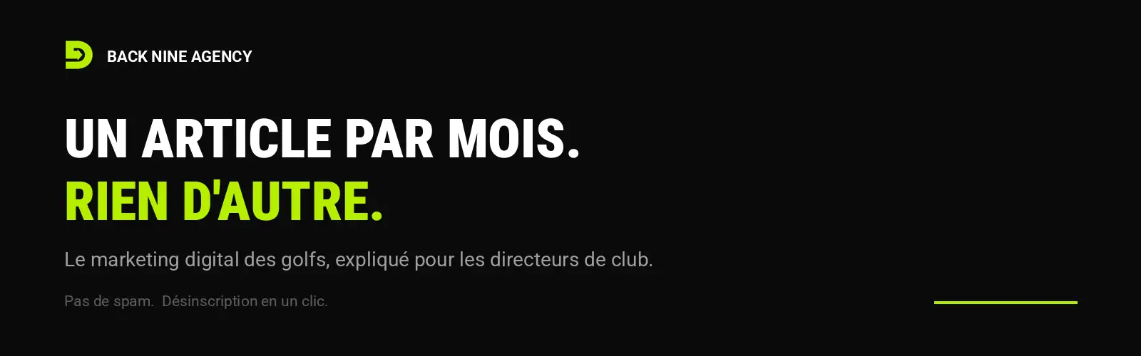 Newsletter marketing digital pour les clubs de golf — Back Nine Agency